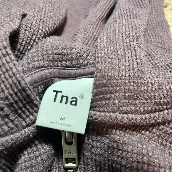 Mauve TNA Waffle Knit Zip-up Hoodie - Picture 3 of 3